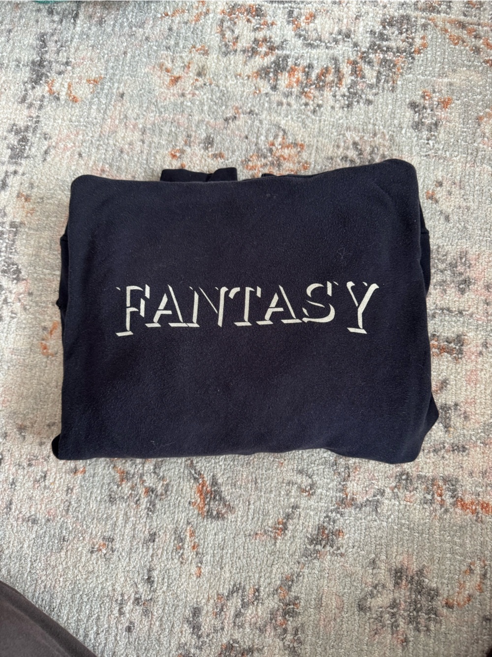Reformation Black Crewneck Sweater with "FANTASY" Print